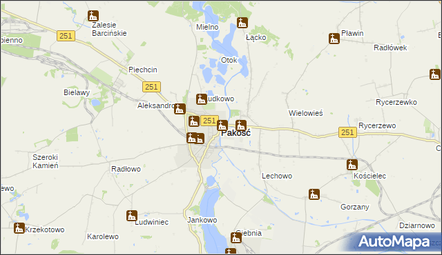 mapa Pakość powiat inowrocławski, Pakość powiat inowrocławski na mapie Targeo