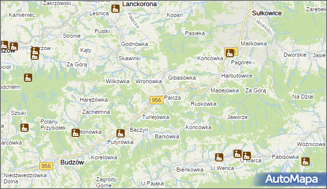 mapa Palcza, Palcza na mapie Targeo