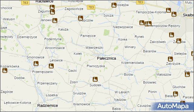 mapa Pałecznica powiat proszowicki, Pałecznica powiat proszowicki na mapie Targeo