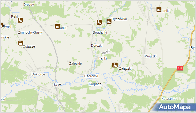 mapa Pańki gmina Juchnowiec Kościelny, Pańki gmina Juchnowiec Kościelny na mapie Targeo