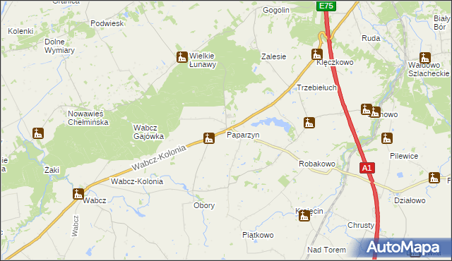 mapa Paparzyn, Paparzyn na mapie Targeo