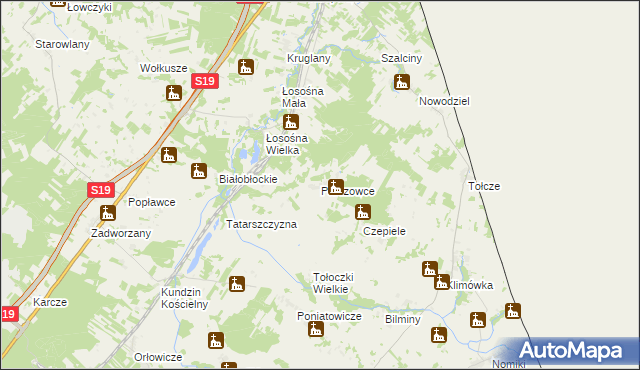 mapa Parczowce, Parczowce na mapie Targeo