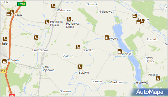 mapa Parsko, Parsko na mapie Targeo