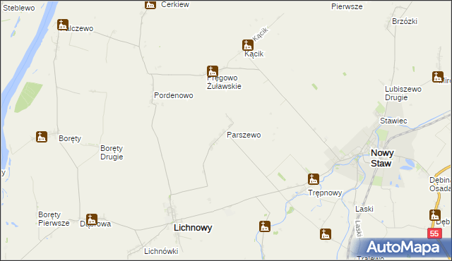mapa Parszewo, Parszewo na mapie Targeo