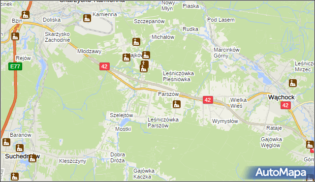 mapa Parszów, Parszów na mapie Targeo