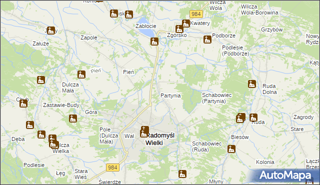 mapa Partynia, Partynia na mapie Targeo