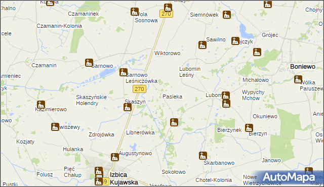 mapa Pasieka gmina Izbica Kujawska, Pasieka gmina Izbica Kujawska na mapie Targeo