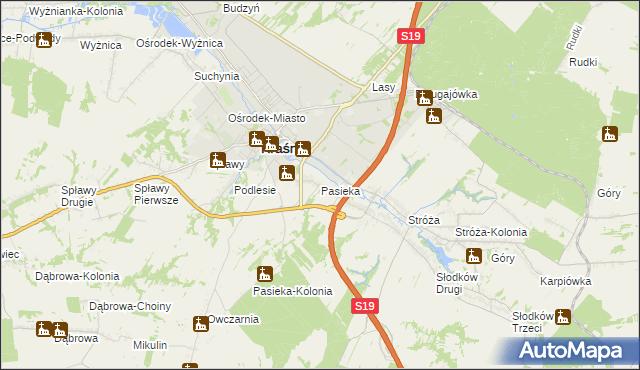 mapa Pasieka gmina Kraśnik, Pasieka gmina Kraśnik na mapie Targeo