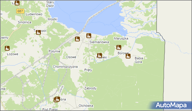 mapa Pasieki gmina Narewka, Pasieki gmina Narewka na mapie Targeo