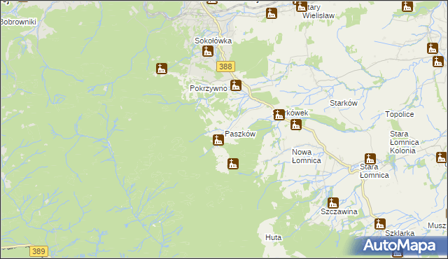 mapa Paszków gmina Bystrzyca Kłodzka, Paszków gmina Bystrzyca Kłodzka na mapie Targeo