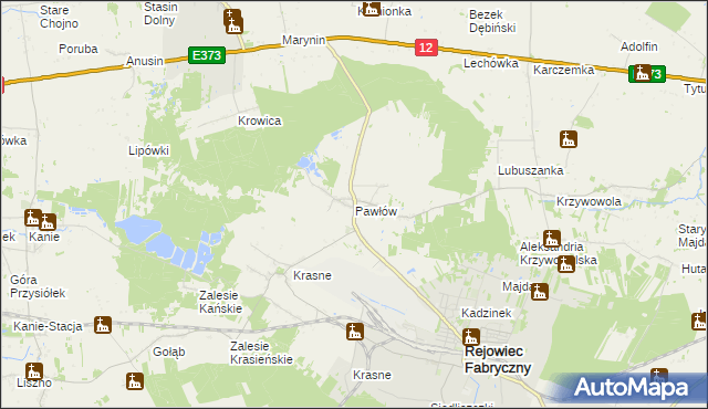 mapa Pawłów gmina Rejowiec Fabryczny, Pawłów gmina Rejowiec Fabryczny na mapie Targeo