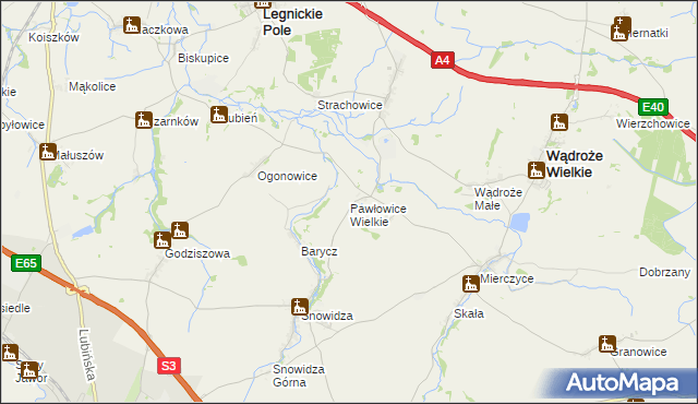 mapa Pawłowice Wielkie, Pawłowice Wielkie na mapie Targeo