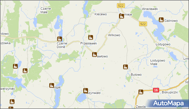 mapa Pawłowo gmina Gardeja, Pawłowo gmina Gardeja na mapie Targeo