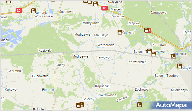 mapa Pawłowo gmina Sierpc, Pawłowo gmina Sierpc na mapie Targeo