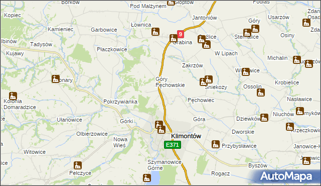 mapa Pęchów, Pęchów na mapie Targeo