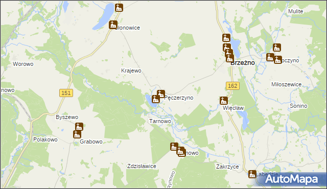 mapa Pęczerzyno, Pęczerzyno na mapie Targeo