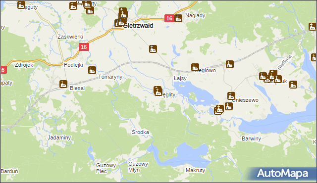 mapa Pęglity, Pęglity na mapie Targeo