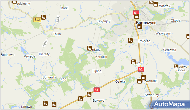 mapa Perkujki, Perkujki na mapie Targeo