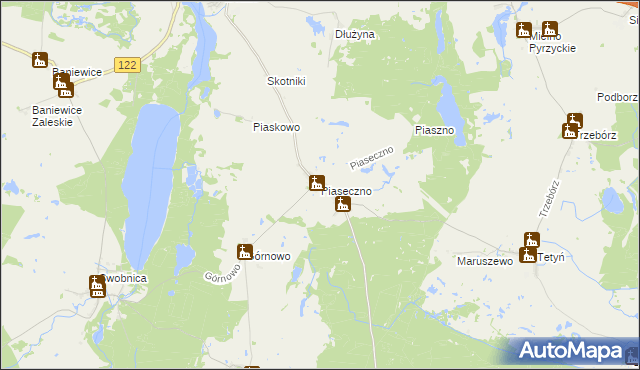 mapa Piaseczno gmina Banie, Piaseczno gmina Banie na mapie Targeo