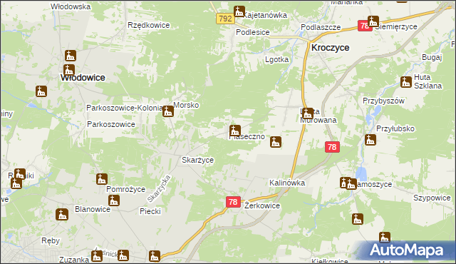 mapa Piaseczno gmina Kroczyce, Piaseczno gmina Kroczyce na mapie Targeo