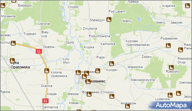 mapa Piaski gmina Bolesławiec, Piaski gmina Bolesławiec na mapie Targeo
