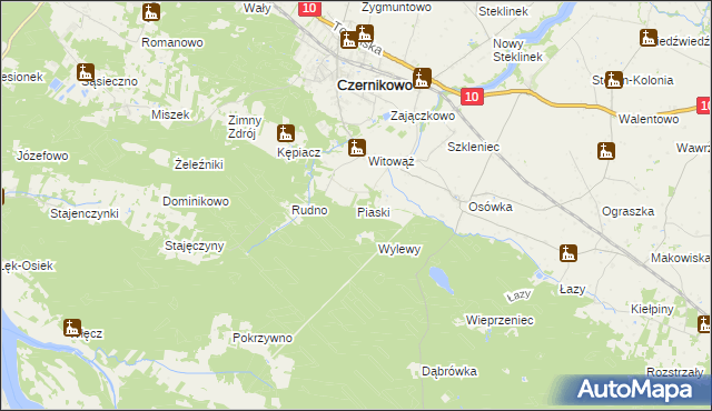 mapa Piaski gmina Czernikowo, Piaski gmina Czernikowo na mapie Targeo
