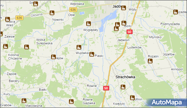 mapa Piaski gmina Strachówka, Piaski gmina Strachówka na mapie Targeo