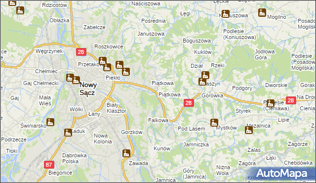mapa Piątkowa gmina Chełmiec, Piątkowa gmina Chełmiec na mapie Targeo
