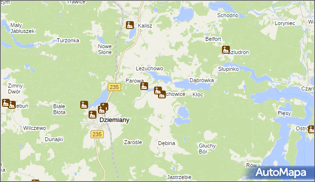 mapa Piechowice gmina Dziemiany, Piechowice gmina Dziemiany na mapie Targeo