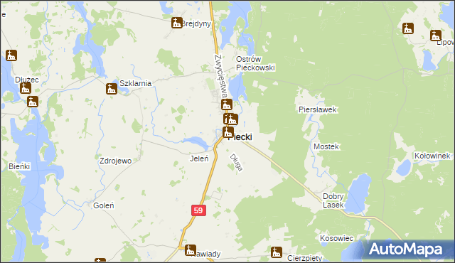 mapa Piecki powiat mrągowski, Piecki powiat mrągowski na mapie Targeo