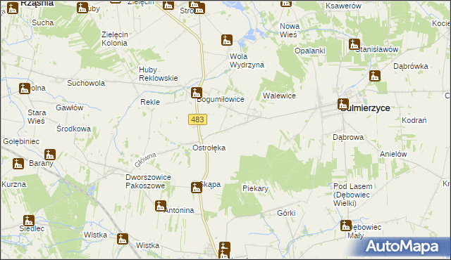 mapa Piekary gmina Sulmierzyce, Piekary gmina Sulmierzyce na mapie Targeo