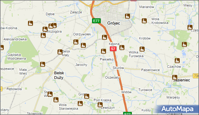 mapa Piekiełko gmina Grójec, Piekiełko gmina Grójec na mapie Targeo