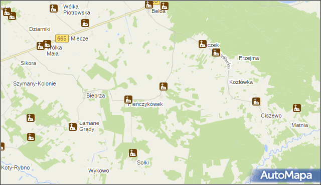 mapa Pieńczykowo, Pieńczykowo na mapie Targeo