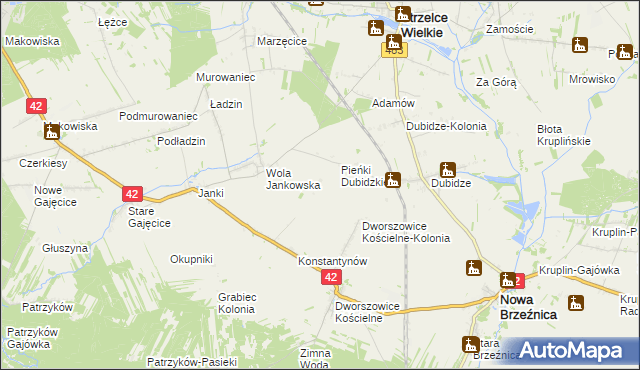 mapa Pieńki Dworszowskie, Pieńki Dworszowskie na mapie Targeo