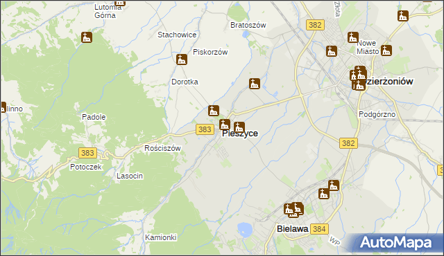 mapa Pieszyce, Pieszyce na mapie Targeo