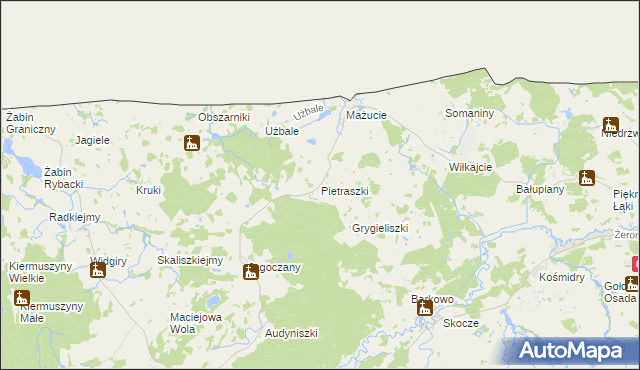 mapa Pietraszki gmina Gołdap, Pietraszki gmina Gołdap na mapie Targeo