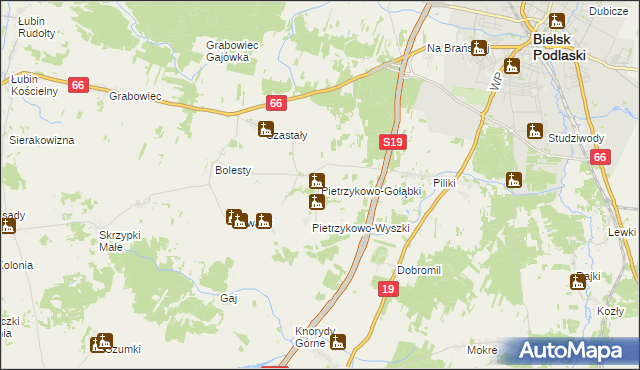 mapa Pietrzykowo-Gołąbki, Pietrzykowo-Gołąbki na mapie Targeo