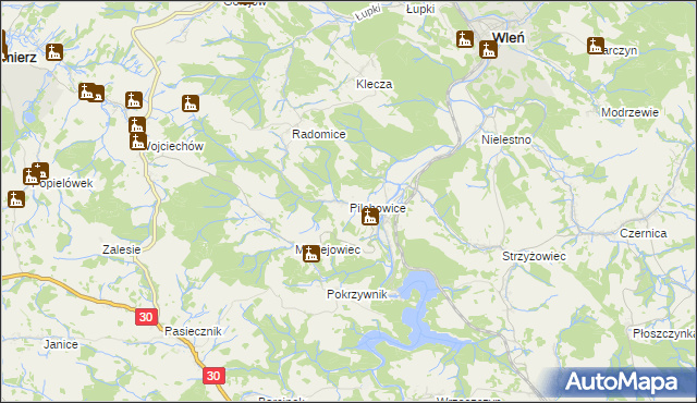 mapa Pilchowice gmina Wleń, Pilchowice gmina Wleń na mapie Targeo