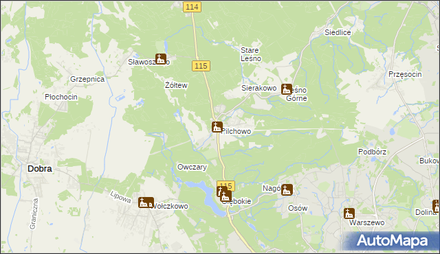 mapa Pilchowo, Pilchowo na mapie Targeo