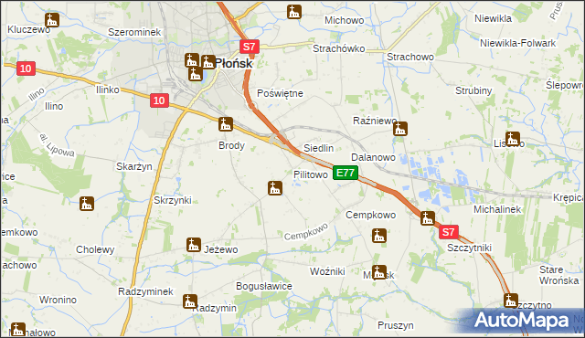 mapa Pilitowo, Pilitowo na mapie Targeo