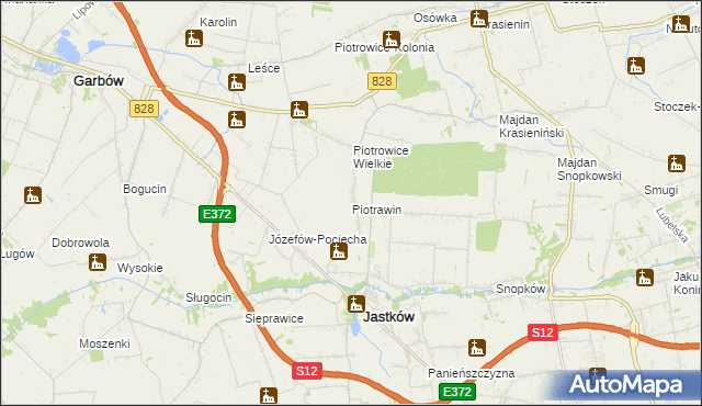 mapa Piotrawin gmina Jastków, Piotrawin gmina Jastków na mapie Targeo