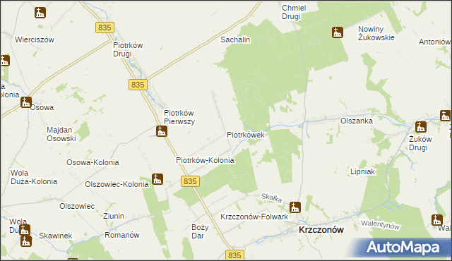 mapa Piotrkówek gmina Krzczonów, Piotrkówek gmina Krzczonów na mapie Targeo