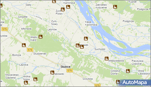 mapa Piotrkówek gmina Słubice, Piotrkówek gmina Słubice na mapie Targeo