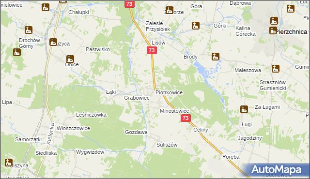 mapa Piotrkowice gmina Chmielnik, Piotrkowice gmina Chmielnik na mapie Targeo