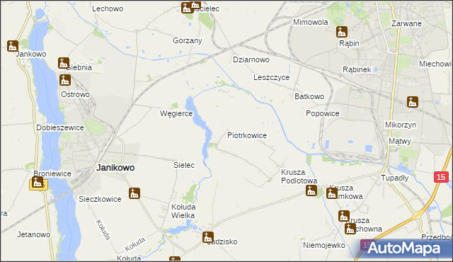 mapa Piotrkowice gmina Inowrocław, Piotrkowice gmina Inowrocław na mapie Targeo
