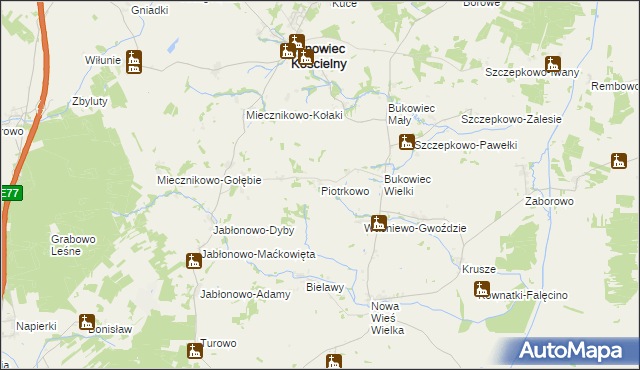 mapa Piotrkowo gmina Janowiec Kościelny, Piotrkowo gmina Janowiec Kościelny na mapie Targeo