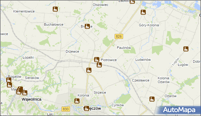 mapa Piotrowice gmina Nałęczów, Piotrowice gmina Nałęczów na mapie Targeo