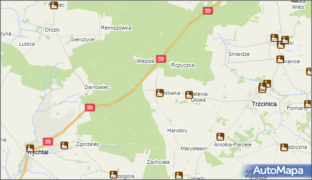 mapa Piotrówka gmina Trzcinica, Piotrówka gmina Trzcinica na mapie Targeo