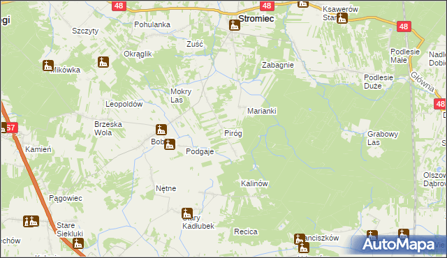 mapa Piróg gmina Stromiec, Piróg gmina Stromiec na mapie Targeo