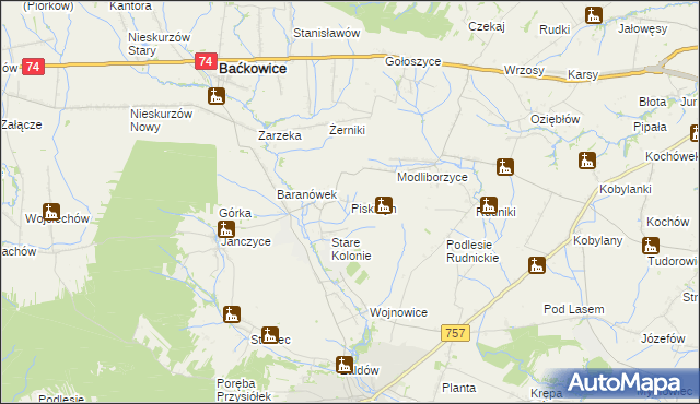 mapa Piskrzyn, Piskrzyn na mapie Targeo